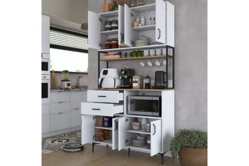 Flerfunktionsskåp Cerreta 179 Valnöt / Vit / Svart - Valnöt / Vit / Svart - Förvaring - Skåp - Förvaringsskåp