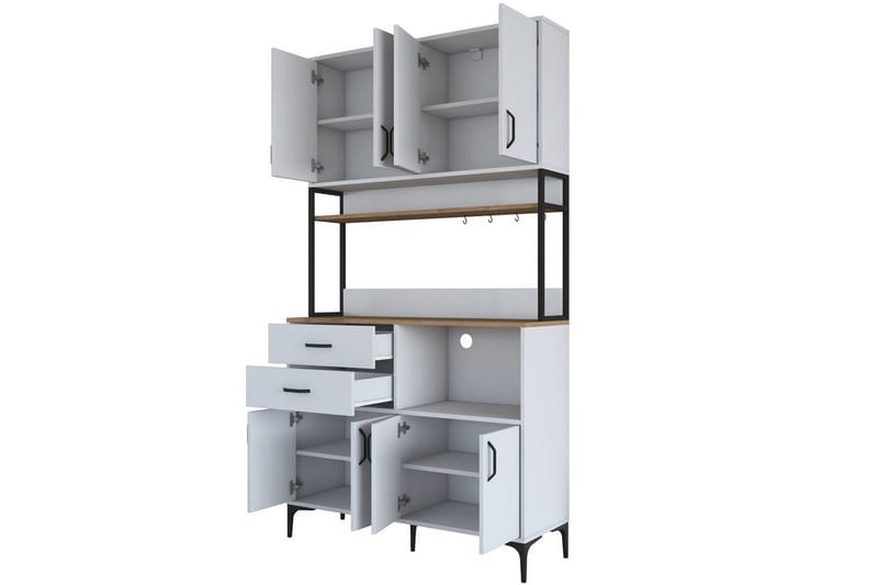 Flerfunktionsskåp Cerreta 179 Valnöt / Vit / Svart - Valnöt / Vit / Svart - Förvaring - Skåp - Förvaringsskåp