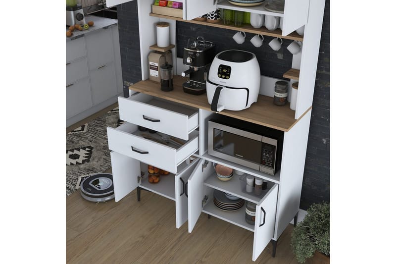 Flerfunktionsskåp Cerreta 179 Valnöt / Vit - Valnöt / Vit - Förvaring - Skåp - Förvaringsskåp