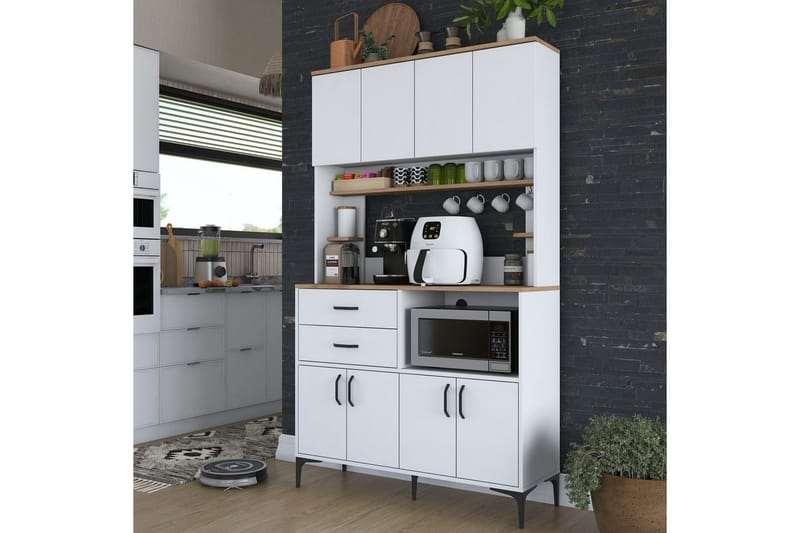 Flerfunktionsskåp Cerreta 179 Valnöt / Vit - Valnöt / Vit - Förvaring - Skåp - Förvaringsskåp