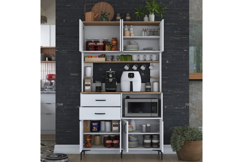 Flerfunktionsskåp Cerreta 179 Valnöt / Vit - Valnöt / Vit - Förvaring - Skåp - Förvaringsskåp