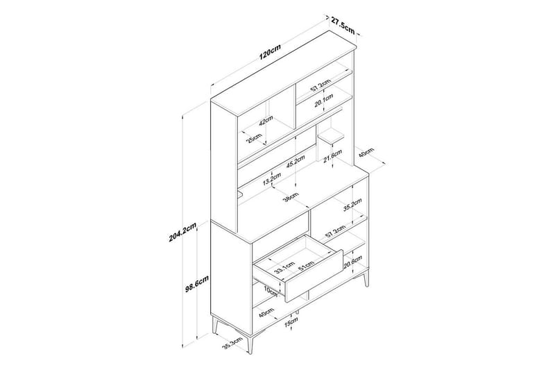 Flerfunktionsskåp Cerreta 179 Valnöt / Vit - Valnöt / Vit - Förvaring - Skåp - Förvaringsskåp