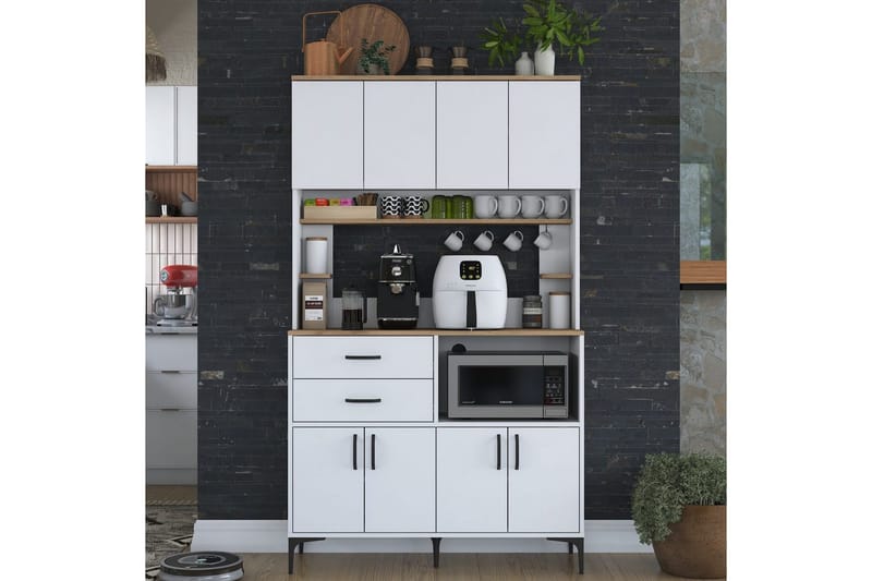 Flerfunktionsskåp Cerreta 179 Valnöt / Vit - Valnöt / Vit - Förvaring - Skåp - Förvaringsskåp