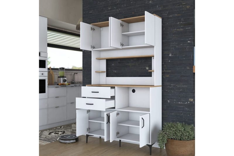 Flerfunktionsskåp Cerreta 179 Valnöt / Vit - Valnöt / Vit - Förvaring - Skåp - Förvaringsskåp