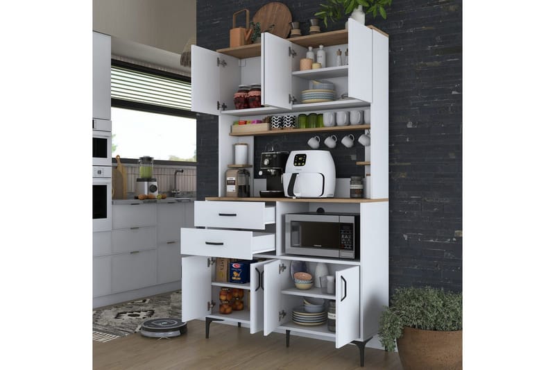 Flerfunktionsskåp Cerreta 179 Valnöt / Vit - Valnöt / Vit - Förvaring - Skåp - Förvaringsskåp