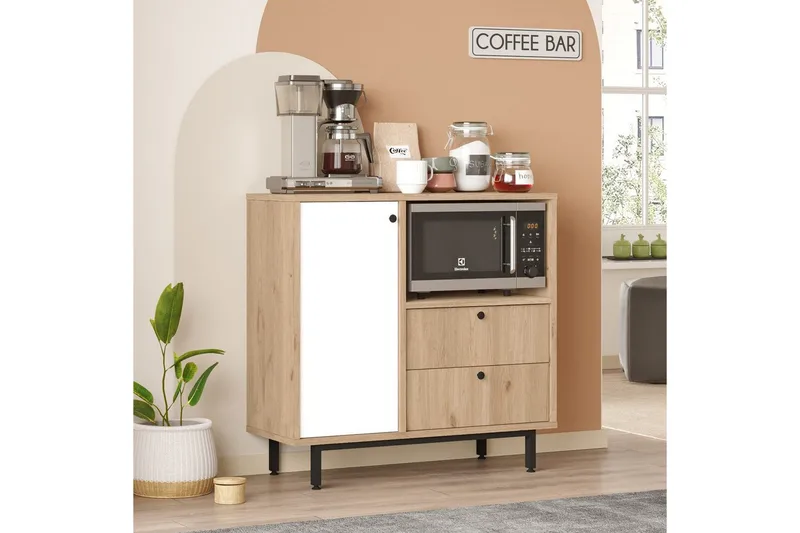 Flerfunktionsskåp Miraen Ek / Vit - Ljusbrun/Vit - Förvaring - Skåp - Förvaringsskåp