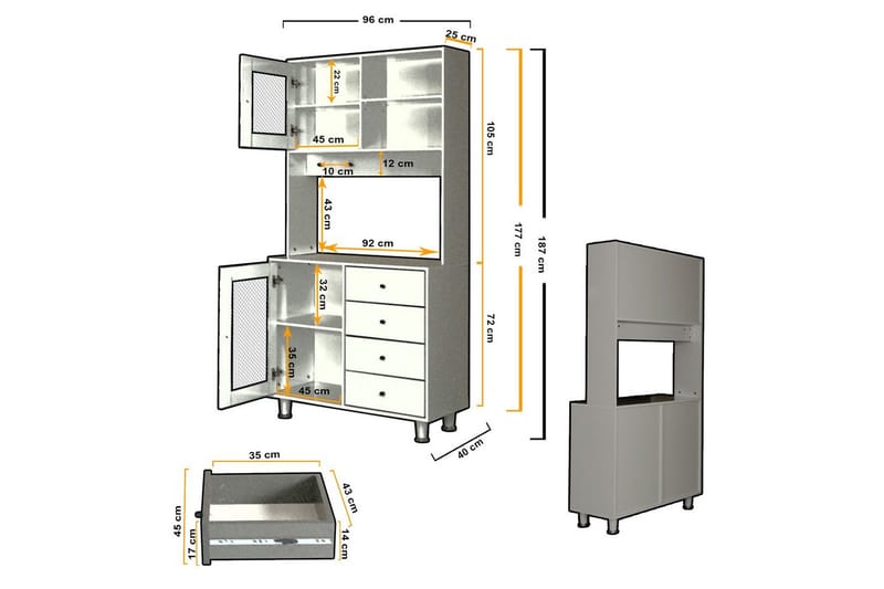 Flerfunktionsskåp Periorport Vit - Vit - Förvaring - Skåp - Förvaringsskåp