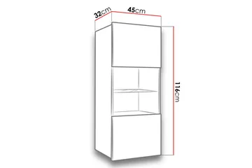 Frick Vägghängt Vitrinskåp Vit LED Belysning 32 cm djup 45 cm bred 117 cm hög Trä Ek Glas - Gyllene Ek/Vit Led-Belysning - Förvaring - Skåp - Vitrinskåp