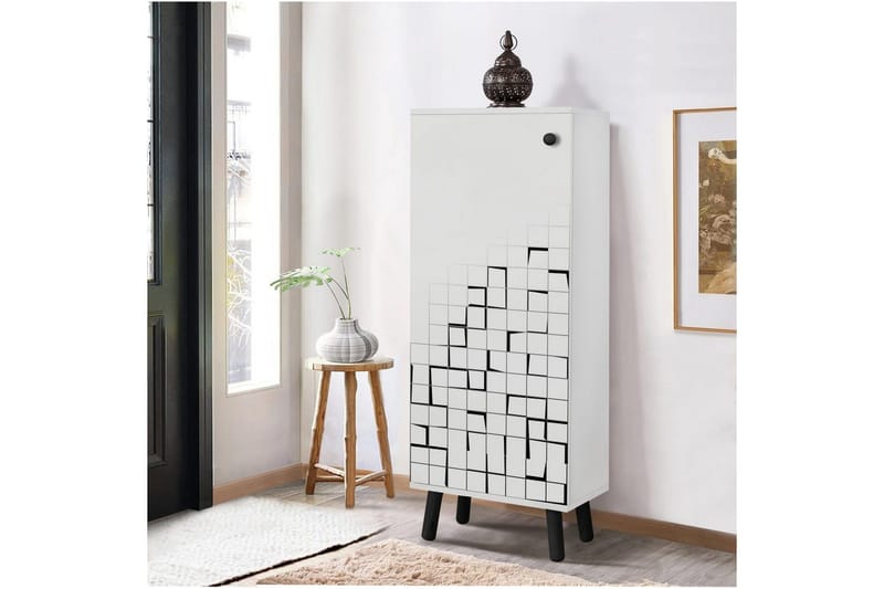 Gelsgan Skoskåp 50 cm - Vit/Svart - Förvaring - Skåp - Förvaringsskåp