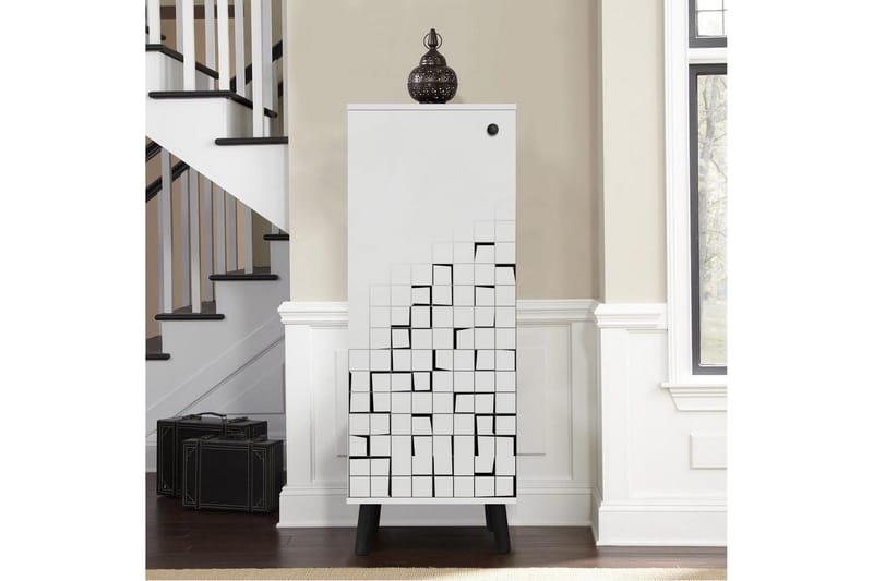 Gelsgan Skoskåp 50 cm - Vit/Svart - Förvaring - Skåp - Förvaringsskåp