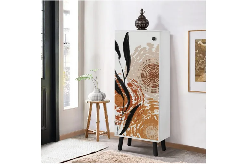 Gelsgan Skoskåp 50 cm - Vit/Svart - Förvaring - Skåp - Förvaringsskåp