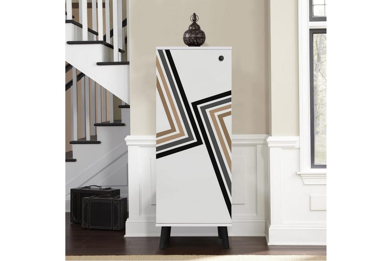 Gelsgan Skoskåp 50 cm - Vit/Svart - Förvaring - Skåp - Förvaringsskåp