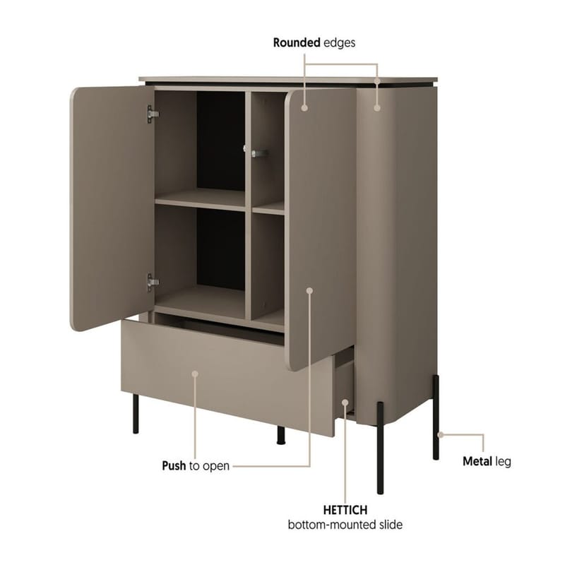Högskåp Bello 2 Dörrar 1 Låda - Förvaring - Skåp - Förvaringsskåp
