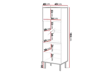 Hammarstrand Vitrinskåp 40 cm djup 60 cm bred 183 cm hög Trä Valnöt Glas - Valnöt - Förvaring - Skåp - Vitrinskåp