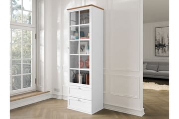Hammerdal Vitrinskåp 43 cm djup 62 cm bred 201 cm h�ög Ljust Trä Glas - Vit/Ek - Förvaring - Skåp - Vitrinskåp
