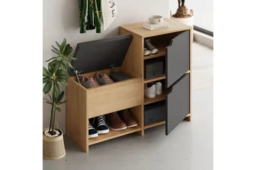 Haven Skoskåp 101,5 cm - Antracit/Ek - Förvaring - Skåp - Förvaringsskåp