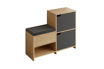 Haven Skoskåp 101,5 cm - Antracit/Ek - Förvaring - Skåp - Förvaringsskåp