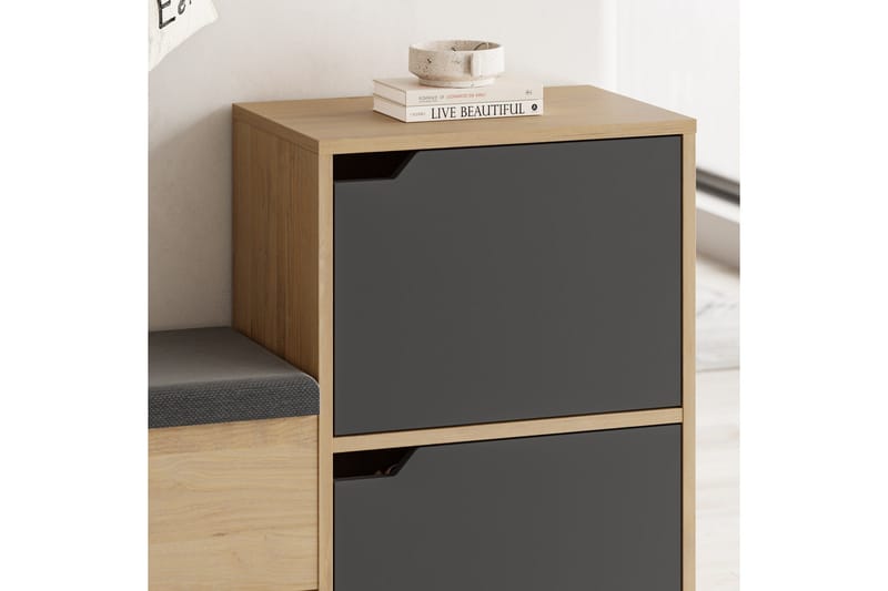 Haven Skoskåp 101,5 cm - Antracit/Ek - Förvaring - Skåp - Förvaringsskåp