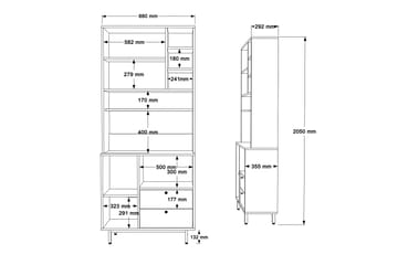 Highboard Donae - Ek/Antracit - Förvaring - Skåp - Förvaringsskåp