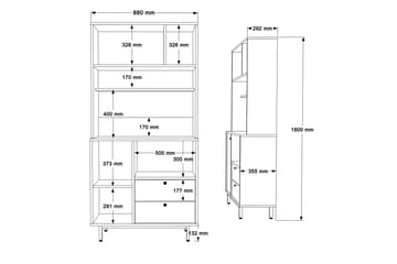 Highboard Donae - Ek/Grön - Förvaring - Skåp - Förvaringsskåp
