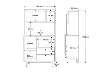 Highboard Donae - Ek/Vit - Förvaring - Skåp - Förvaringsskåp
