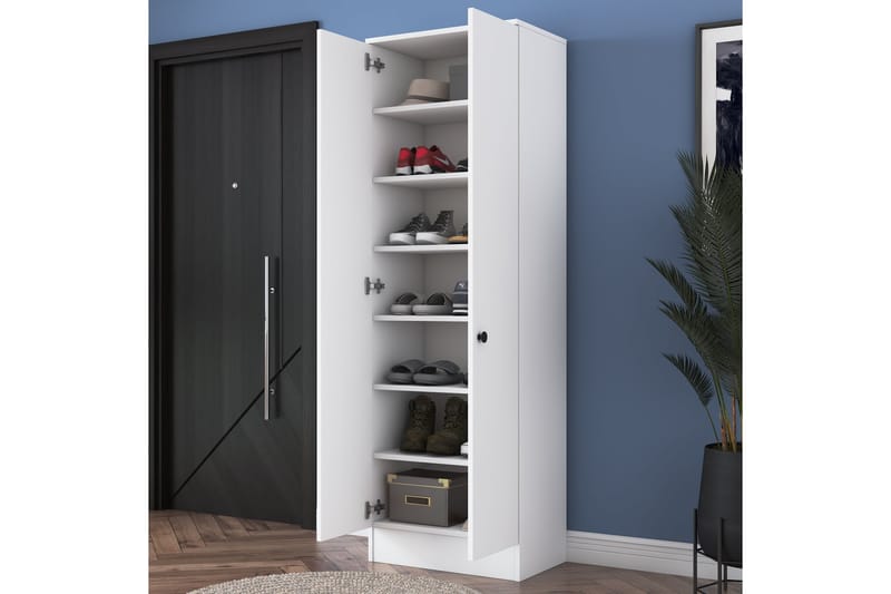 Highboard Hooda 59,8x182,8 cm Vit - Hanah Home - Förvaringsskåp