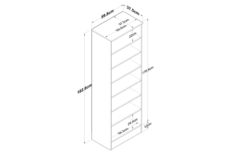 Highboard Hooda 59,8x182,8 cm Vit - Hanah Home - Förvaringsskåp