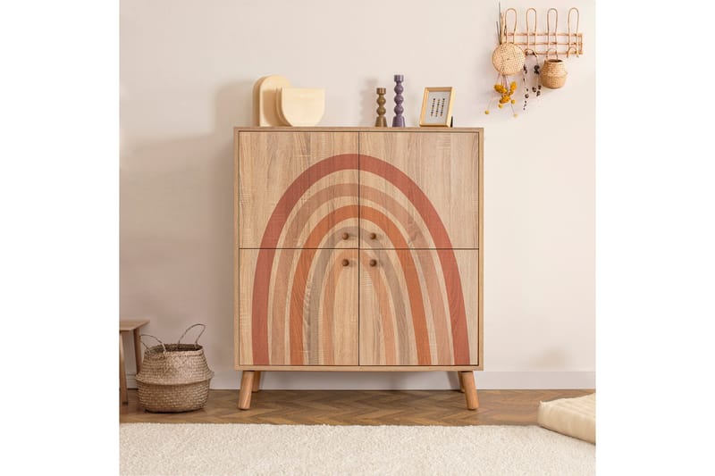 Highboard Iris 95x111 cm Brun - Hanah Home - Förvaringsskåp