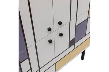 Midia Highboard 95x111 cm Vit/Brun/Lila/Gul - Hanah Home - Förvaring - Skåp - Förvaringsskåp