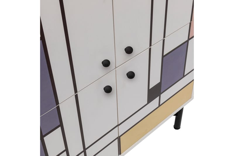 Midia Highboard 95x111 cm Vit/Brun/Lila/Gul - Hanah Home - Förvaring - Skåp - Förvaringsskåp