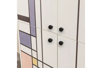 Midia Highboard 95x111 cm Vit/Brun/Lila/Gul - Hanah Home - Förvaring - Skåp - Förvaringsskåp