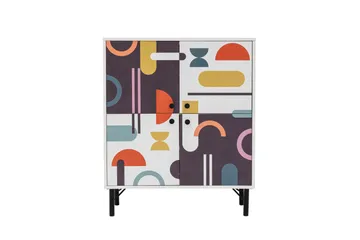 Sia Highboard 95x111 cm Vit/Brun/Lila/Gul - Hanah Home - Förvaring - Skåp - Förvaringsskåp