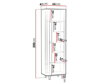 Joriel Vitrinskåp 66x200 cm LED-belysning - Beige|svart - Förvaring - Skåp - Vitrinskåp