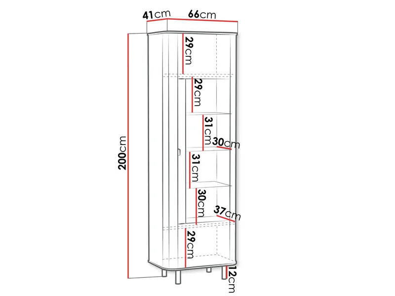 Joriel Vitrinskåp 66x200 cm LED-belysning - Beige|svart - Förvaring - Skåp - Vitrinskåp
