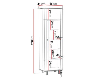 Joriel Vitrinskåp 66x200 cm - Vit|svart - Förvaring - Skåp - Vitrinskåp