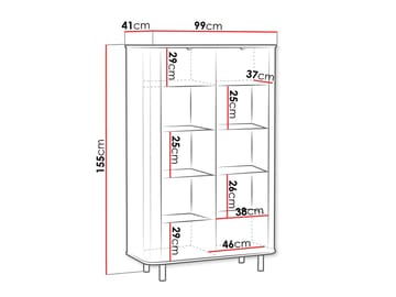 Joriel Vitrinskåp 99x155 cm LED-belysning - Vit - Förvaring - Skåp - Vitrinskåp