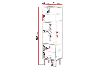 Juniskär Smalt Vitrinskåp 40 cm djup 51 cm bred 187 cm hög Trä Valnöt Glas - Valnöt - Förvaring - Skåp - Vitrinskåp