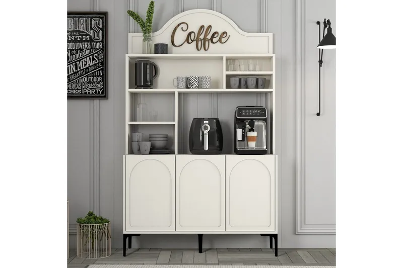 Kaffebarskåp Hazim Tre Grädde / Svart - Grädde / Svart - Förvaring - Skåp - Barskåp