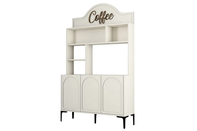 Kaffebarskåp Hazim Tre Grädde / Svart, Grädde / Svart