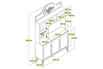 Kaffebarskåp Hazim Tre Gräddfärgad / Valnöt - Gräddfärgad / Valnöt - Förvaring - Skåp - Barskåp