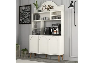 Kaffebarskåp Hazim Tre Gräddfärgad / Valnöt - Gräddfärgad / Valnöt - Förvaring - Skåp - Barskåp