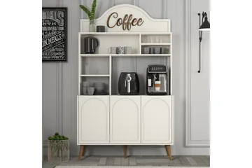 Kaffebarskåp Hazim Tre Gräddfärgad / Valnöt - Gräddfärgad / Valnöt - Förvaring - Skåp - Barskåp