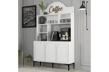Kaffebarskåp Hazim Tre Vit / Svart - Vit / Svart - Förvaring - Skåp - Barskåp