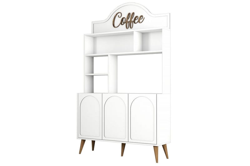Kaffebarskåp Hazim Tre Vit / Valnöt - Vit / Valnöt - F�örvaring - Skåp - Barskåp