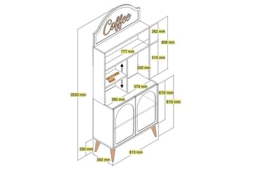 Kaffebarskåp Hazim Två Gräddfärgad / Valnöt - Gräddfärgad / Valnöt - Förvaring - Skåp - Barskåp
