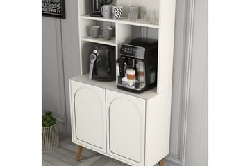 Kaffebarskåp Hazim Två Gräddfärgad / Valnöt - Gräddfärgad / Valnöt - Förvaring - Skåp - Barskåp