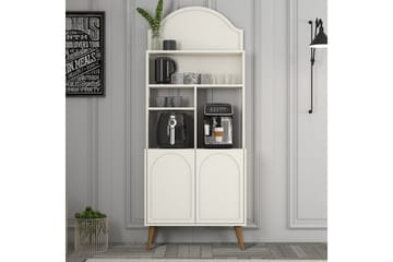 Kaffebarskåp Hazim Två Gräddfärgad / Valnöt - Gräddfärgad / Valnöt - Förvaring - Skåp - Barskåp