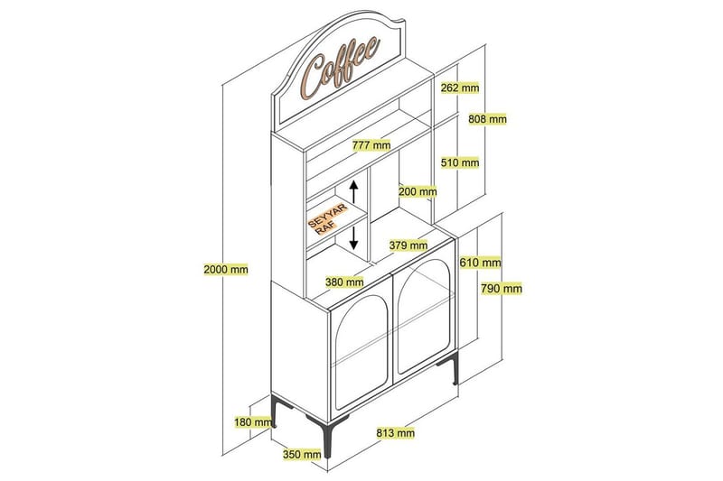 Kaffebarskåp Hazim Två Vit / Svart - Vit / Svart - Förvaring - Skåp - Barskåp