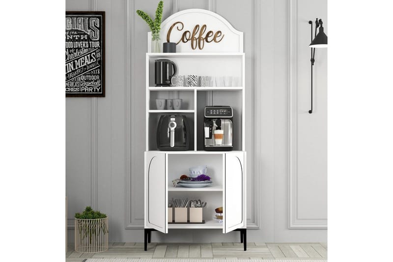 Kaffebarskåp Hazim Två Vit / Svart - Vit / Svart - Förvaring - Skåp - Barskåp