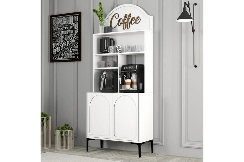 Kaffebarskåp Hazim Två Vit / Svart - Vit / Svart - Förvaring - Skåp - Barskåp